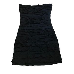 Express little black dress lace ruffle layer strapless mini Dress XS